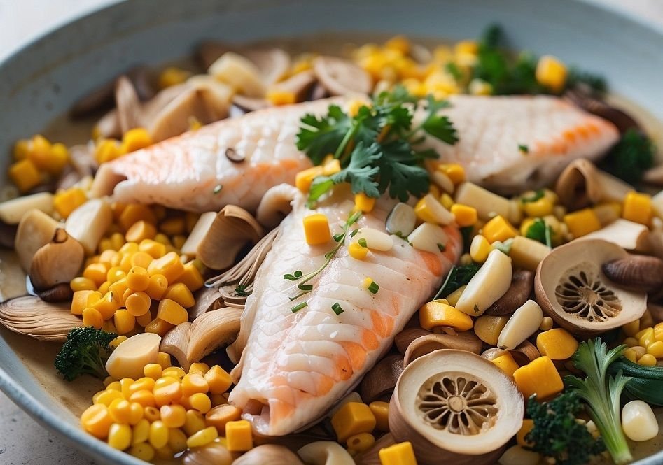 Fish with straw mushrooms