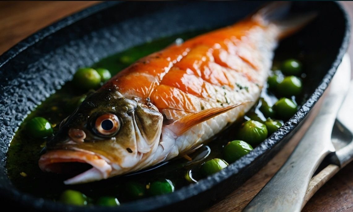 Scallion stuffed fish