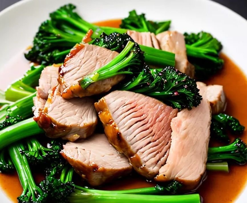 pork with chinese broccoli