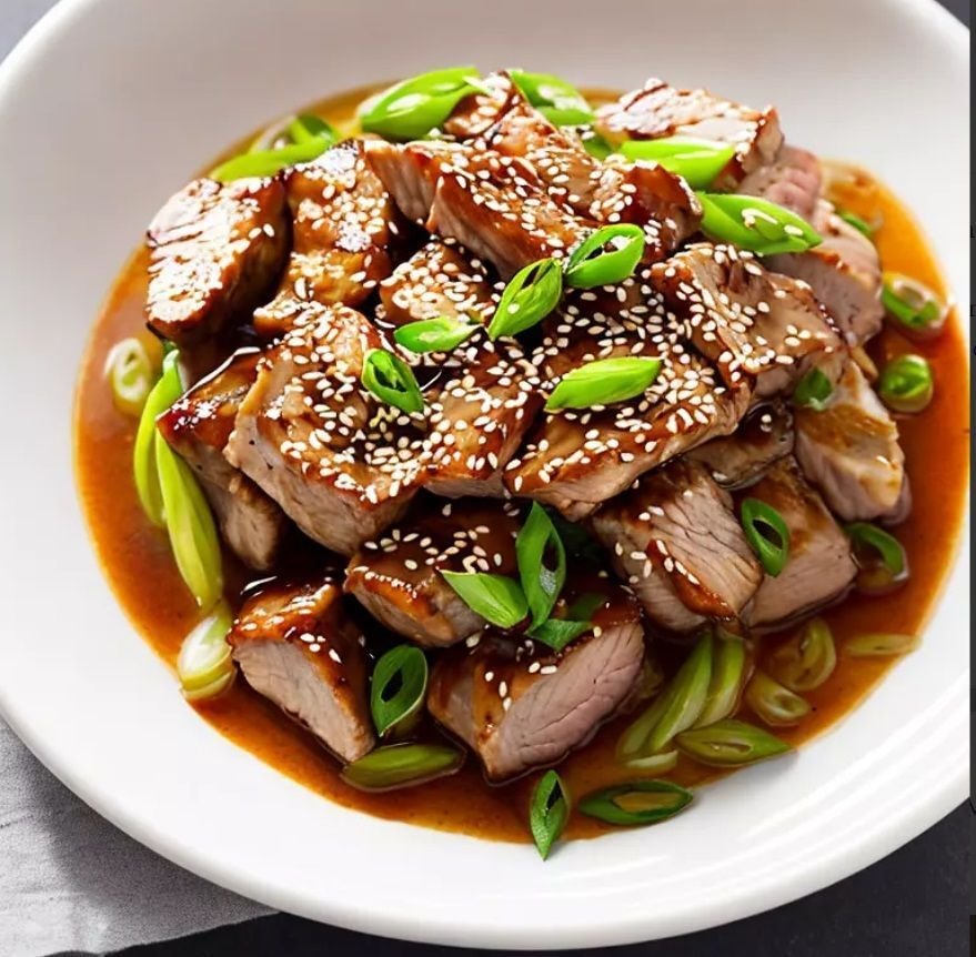 Pork with sesame seeds