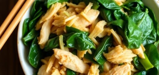 Shredded chicken and spinach
